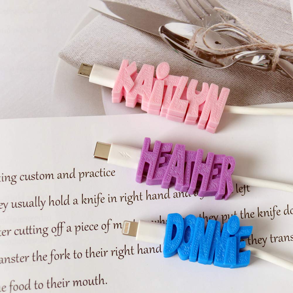 Personalized USB Cable Clip Label - Custom Name Cable Organizer for iPhone & Android Chargers - Eternal Preserved Real Rose Gift Box - Perfect for Valentine's Day, Anniversary & Romantic Gifts for Couples