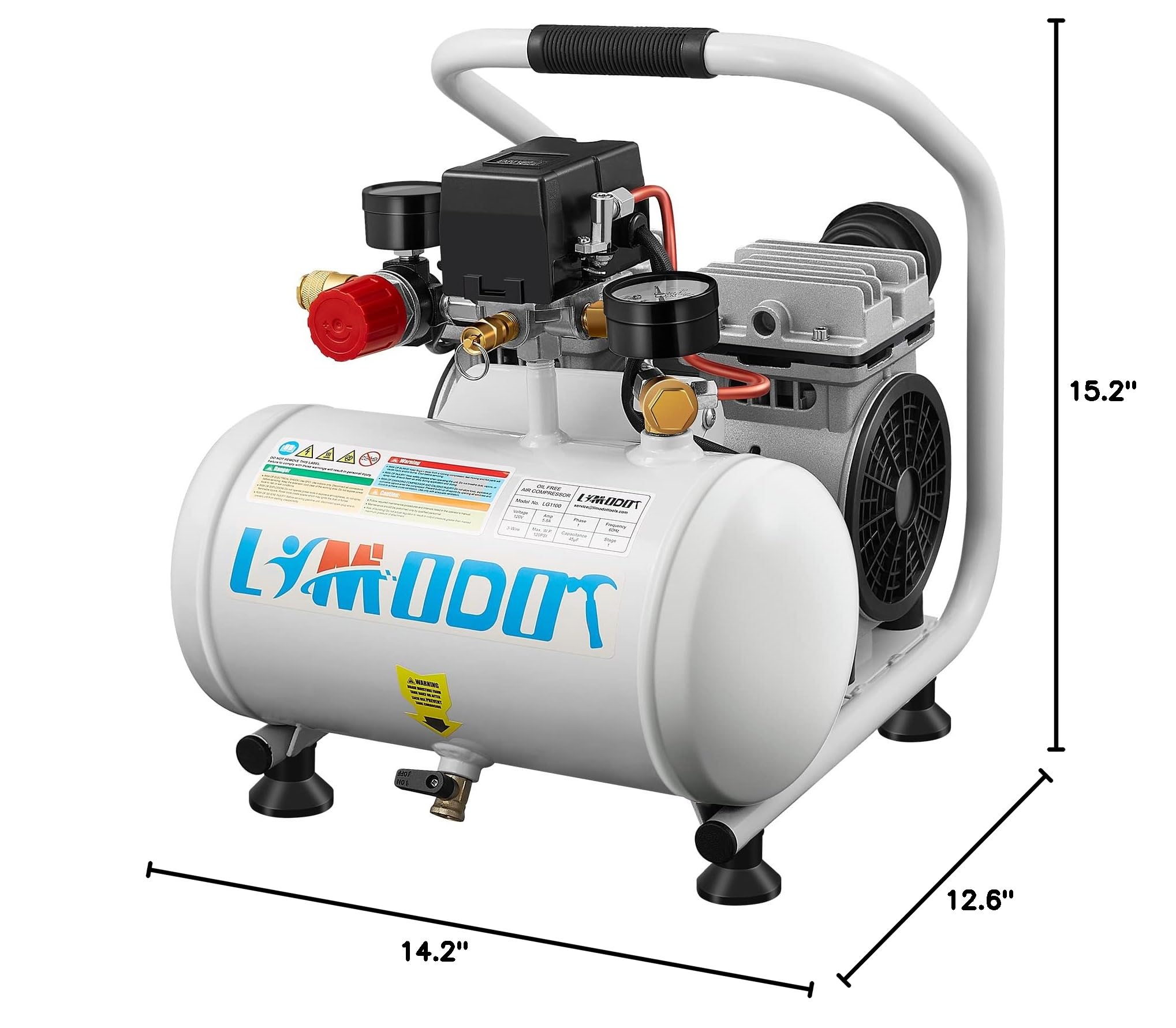 Ultra Quiet Portable Air Compressor 60dB - Electric & Silent for Car Tires, Bike Tires, Nail Guns, Pneumatic Tools - Perfect for Garage, Auto Shop & Mechanic Use (115V) - Ideal for Home Repairs, DIY Projects & Professional Workshops