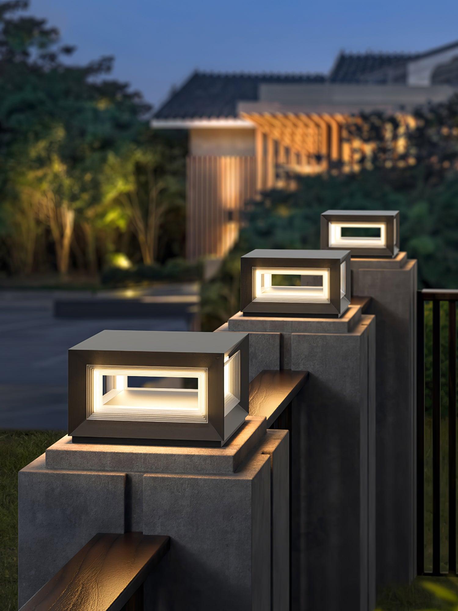 Solar Powered LED Light Cube Outdoor Post Light - Waterproof & Durable for Garden, Pathway, and Patio Lighting