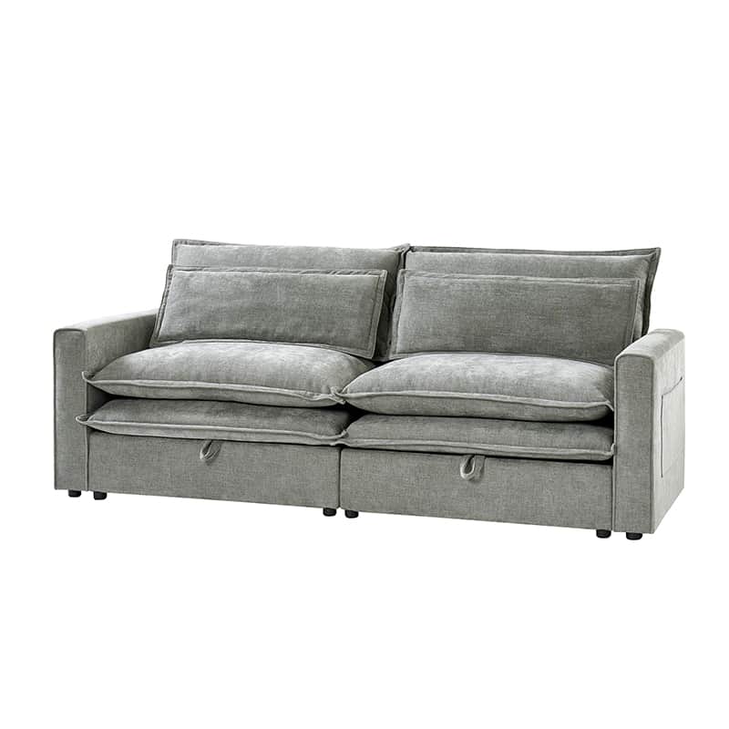 Comfortable Storage Sofa with Dual Layer Cushions & Wide Armrests - Perfect for Living Room, Bedroom, and Small Space Relaxation