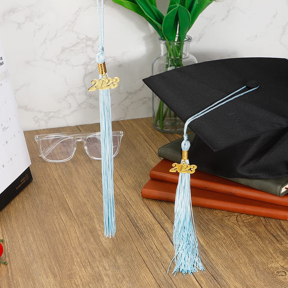 2023 Graduation Tassel Set - 2PCS Classic Graduation Tassels with 2023 Year Charm for Graduation Cap, Commencement Ceremony & Party Decorations - Perfect Graduation Gift for High School & College (Sky Blue)