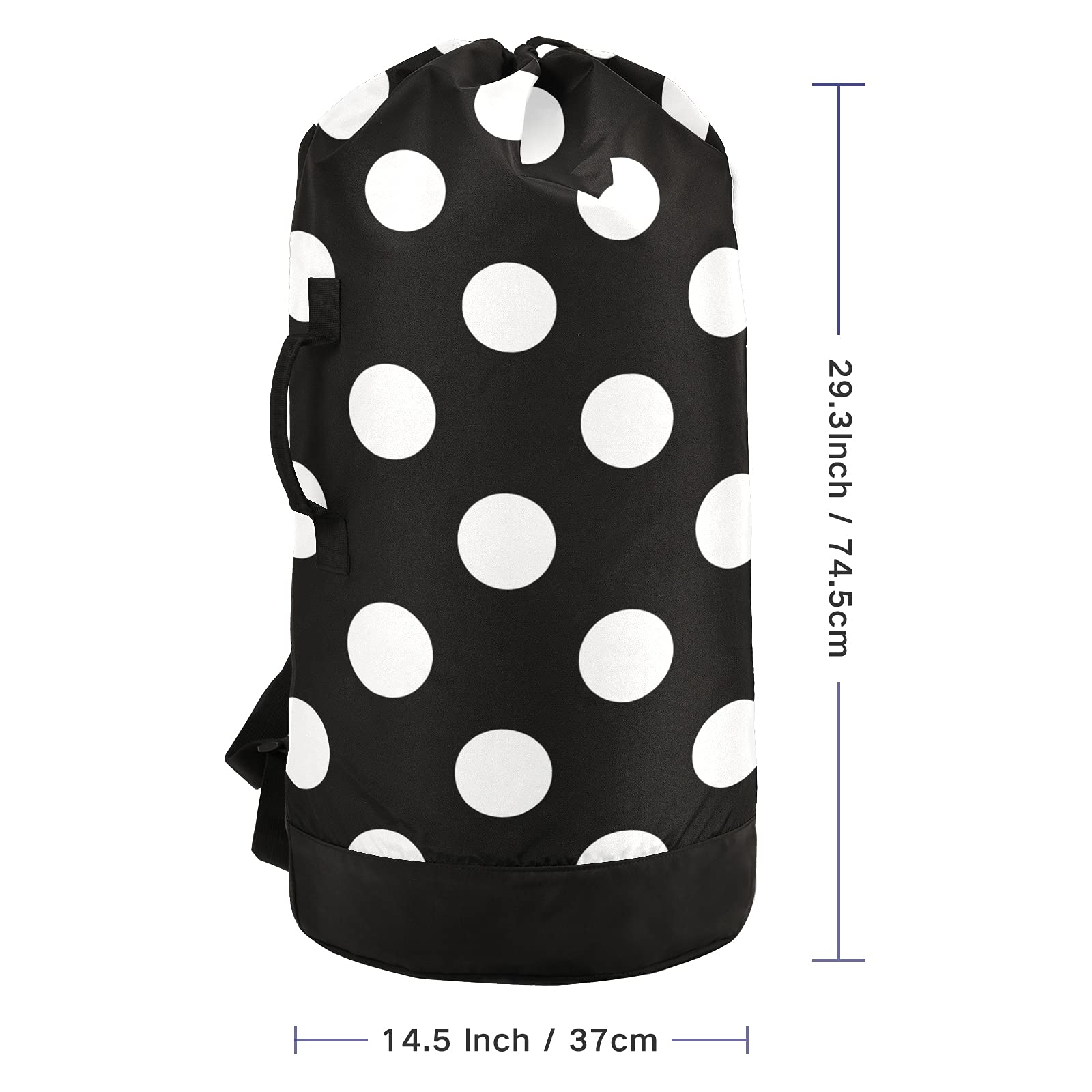 Polka Dot Laundry Bag Backpack with Shoulder Straps - Portable Clothes Hamper with Drawstring Closure for College Students, Travel, Laundromat & Apartment Use - Perfect for Dorm Rooms, Camping Trips and Gym Storage