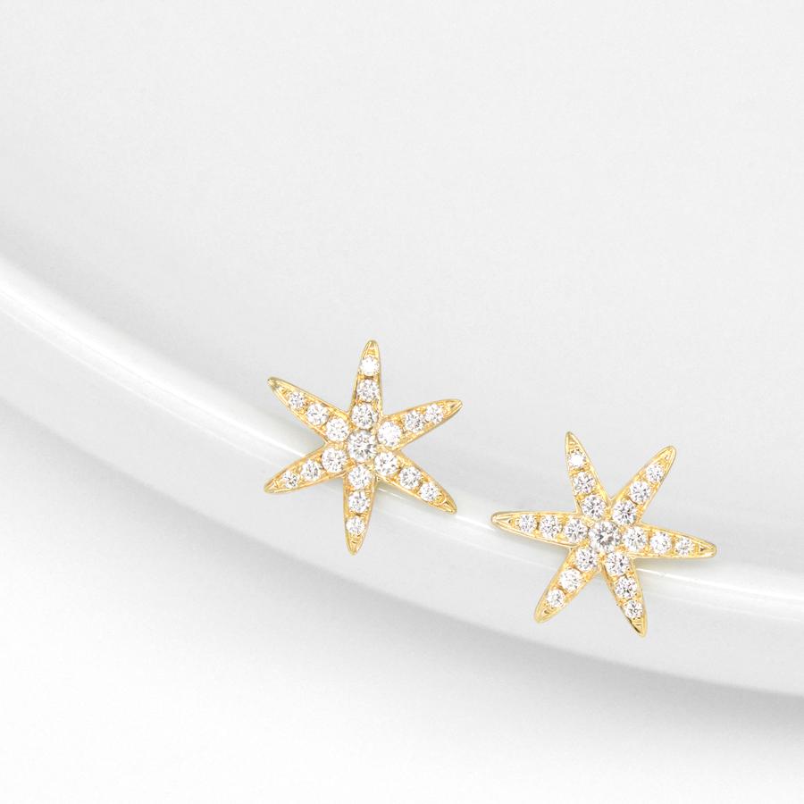 Sparkling Diamond Pave Star Earrings for Women - 14K Gold Plated Dainty Stud Earrings - Perfect for Parties, Weddings & Everyday Elegance