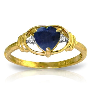 1.01 Carat 14K Solid Yellow Gold Hope Feathers Sapphire Diamond Ring for Women - Elegant Jewelry Gift for Anniversary, Engagement & Special Occasions