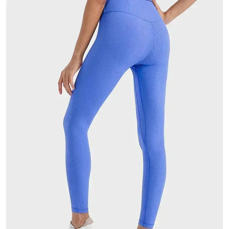 High Waist Yoga Pants for Women - Lemon Align Ribbed Workout Leggings with Elastic Lift Hip - Perfect for Running, Fitness, Exercise & Pilates - Gym, Lounge & Everyday Wear