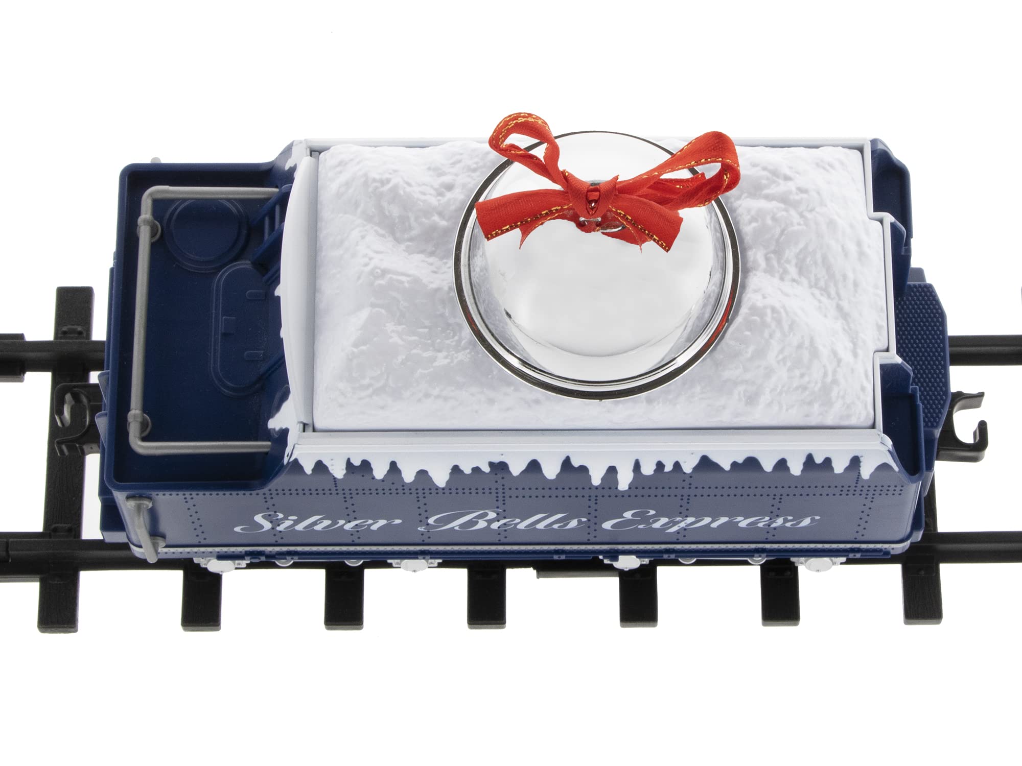 Lionel Battery-Powered Silver Bells Express Electric Train Set with Locomotive, 4 Train Cars, Oval Track & Remote Control - Realistic Train Sounds & LED Lights for Kids Ages 4+ | Christmas Decor, Holiday Display & Children's Educational Toy