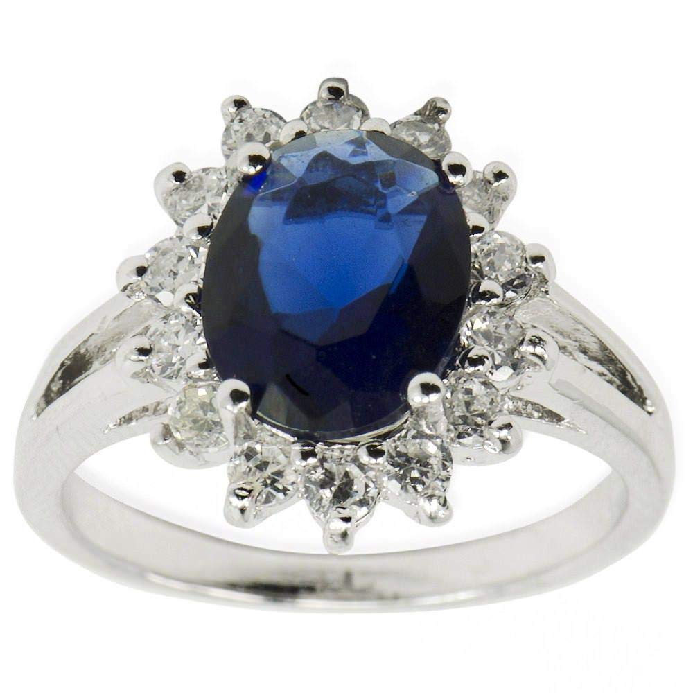 Elegant Blue & Clear CZ Sterling Silver Ring - Size 6 - Perfect for Engagement, Anniversary & Everyday Wear