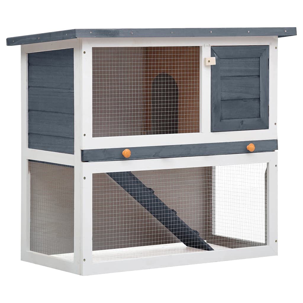 Premium Rabbit Hutch for Small Pets - Indoor & Outdoor Guinea Pig Cage with Run, Bunny House, 1 Door Gray Wooden Shelter - Perfect for Backyard, Garden, or Home Use