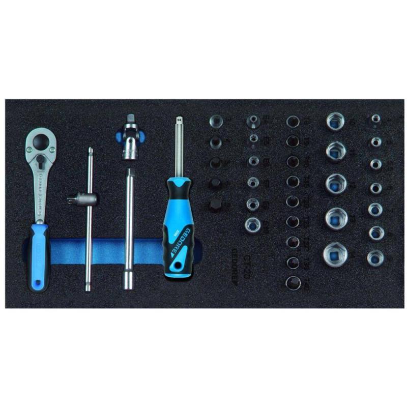 Gedore 2308967 1/4 Inch Drive Socket Set with 1/3 Check Tool Module - Professional Mechanic Tool Kit for Automotive Repair & DIY Projects