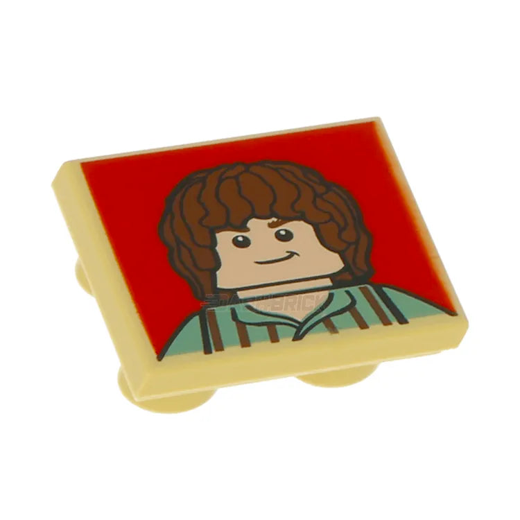 LEGO Minifigure Accessory - 2x2 Inverted Tile with Hobbit on Red Background [11203pb004] 6022975 - Perfect for LEGO Hobbit & Lord of the Rings Collections, DIY Scenes & Display