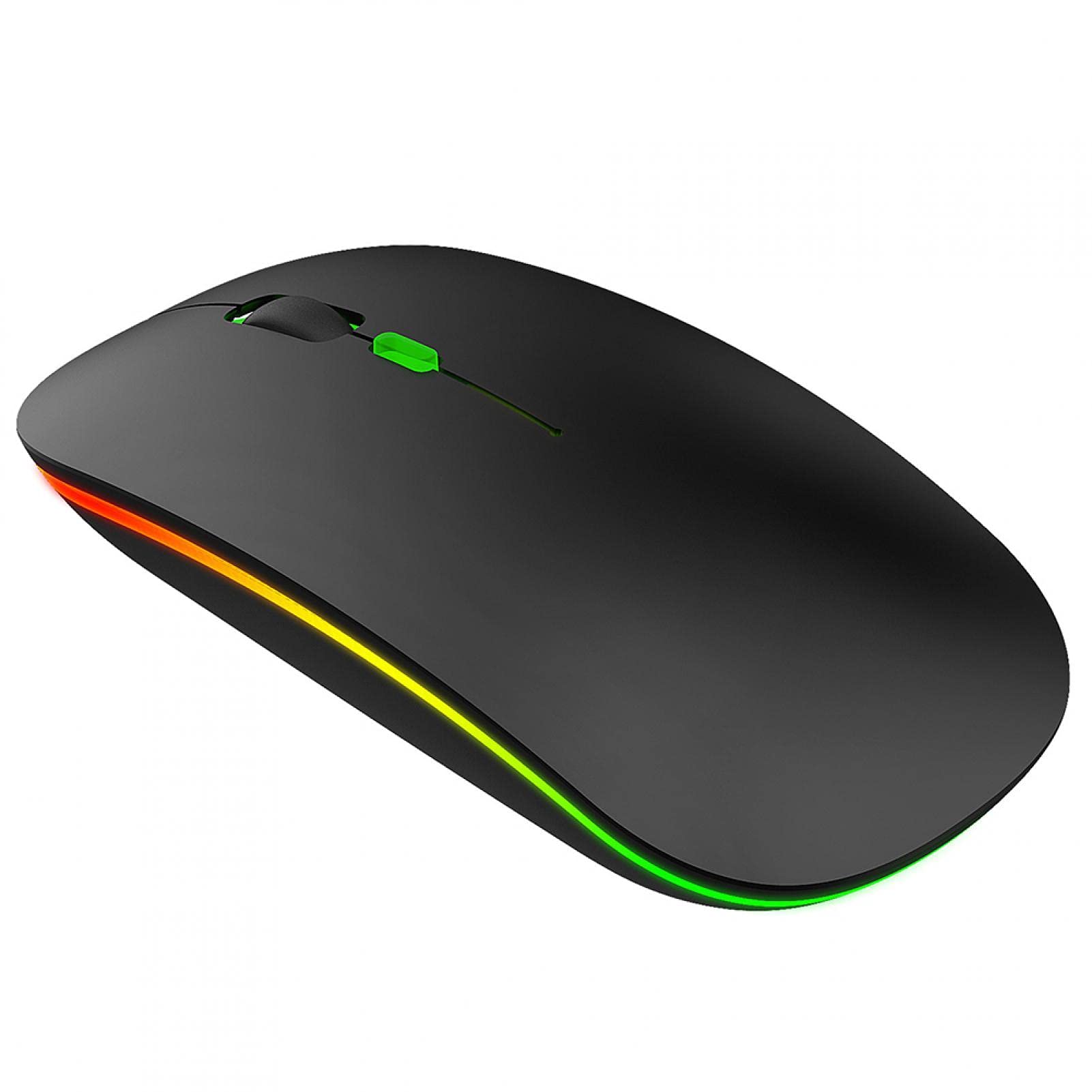 2.4G Rechargeable Wireless Mouse with LED Colorful Lights - Ergonomic USB Optical Mouse for Laptop, PC, Notebook, Desktop Computer - Portable Office & Gaming Mouse (Black) - Perfect for Work, Travel & Home Use
