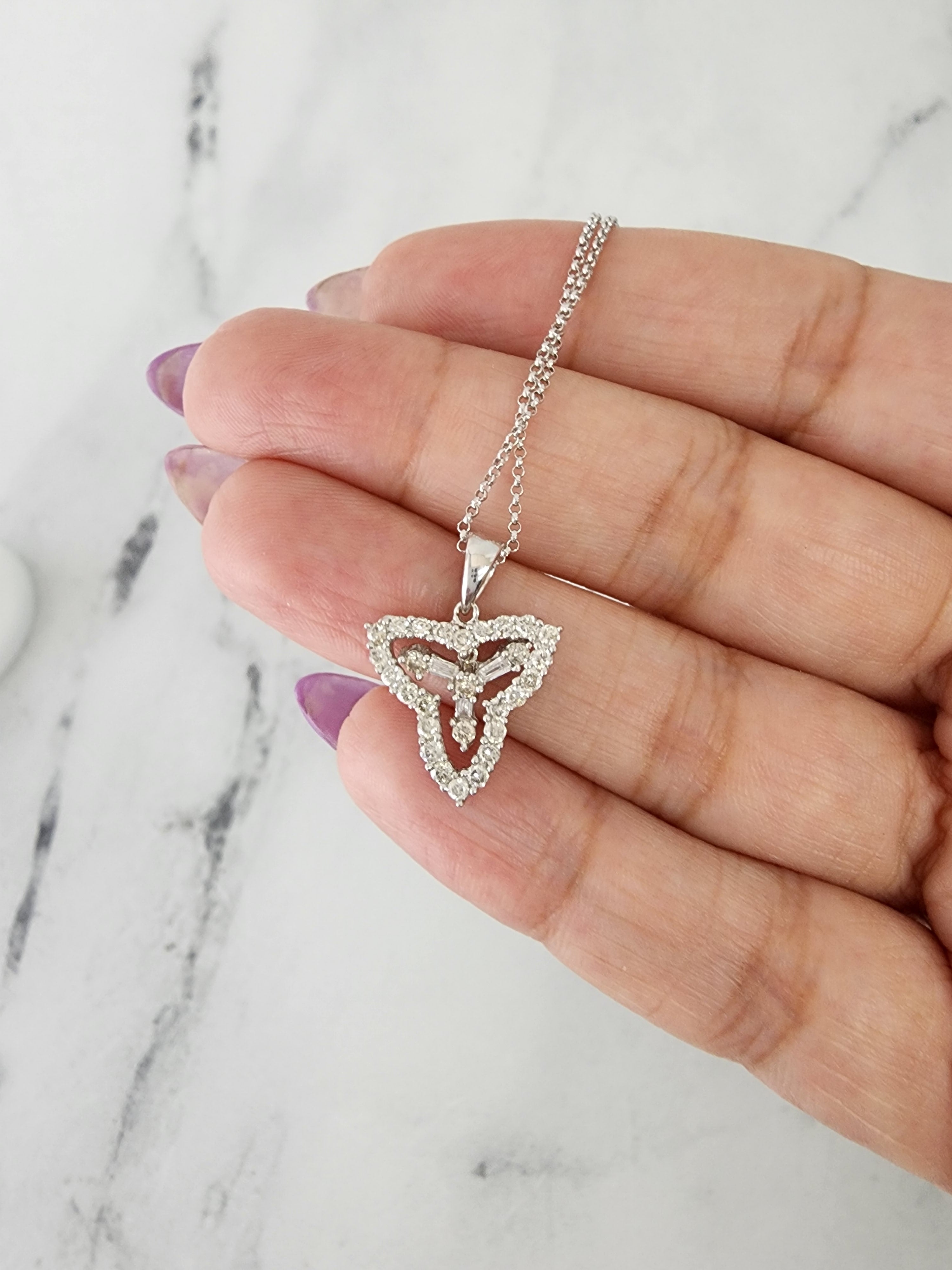 14K White Gold Trinity Diamond Necklace for Women - Elegant Layered Pendant Jewelry Gift for Anniversary, Wedding & Special Occasions