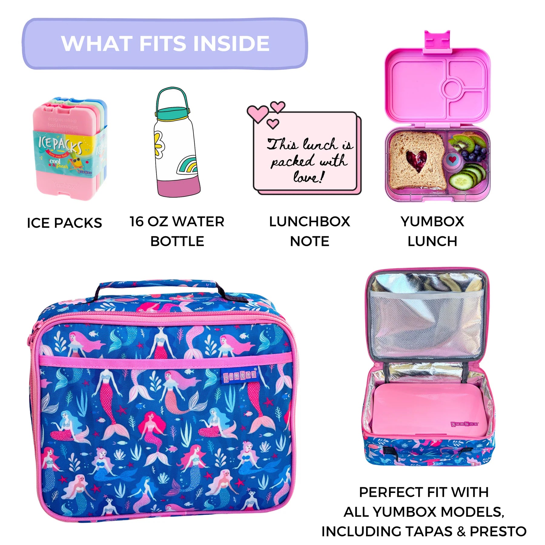 Yumbox Classic Leak-Proof Bento Lunch Box for Kids - Insulated Reusable Lunch Bag for School, Work & Picnics - BPA-Free Food Container with Compartments for Healthy Meals
