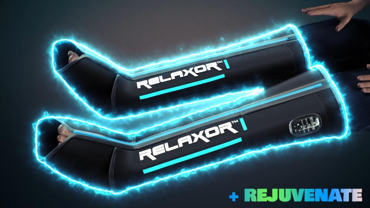 Relaxor Recover E Full Leg Recovery Therapy - Compression Sleeves for Muscle Pain Relief & Circulation - Ideal for Athletes, Runners & Post-Workout Recovery