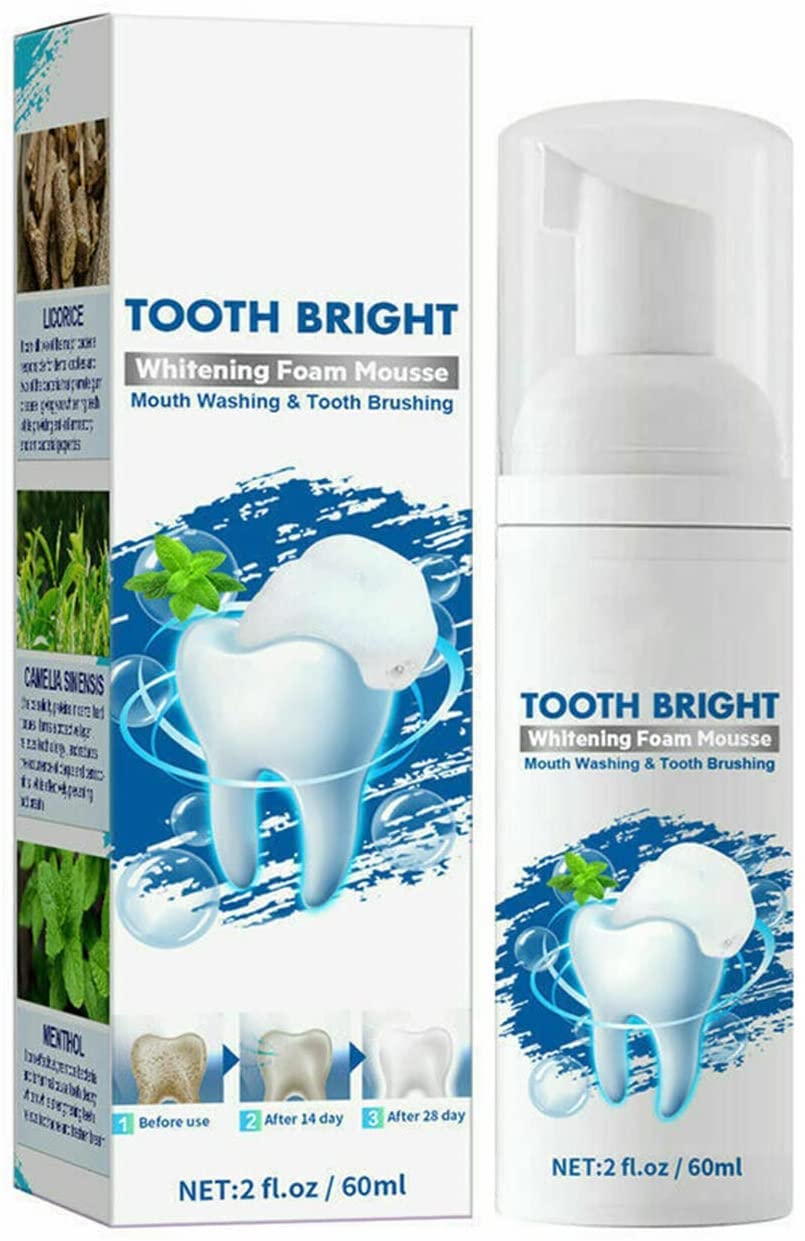 Teeth Whitening Mousse - Press Activated Ultra-Fine Foam Toothpaste for 360° Oral Care & Deep Stain Removal (1 Pack) | Brighten Smile for Date Night & Professional Meetings