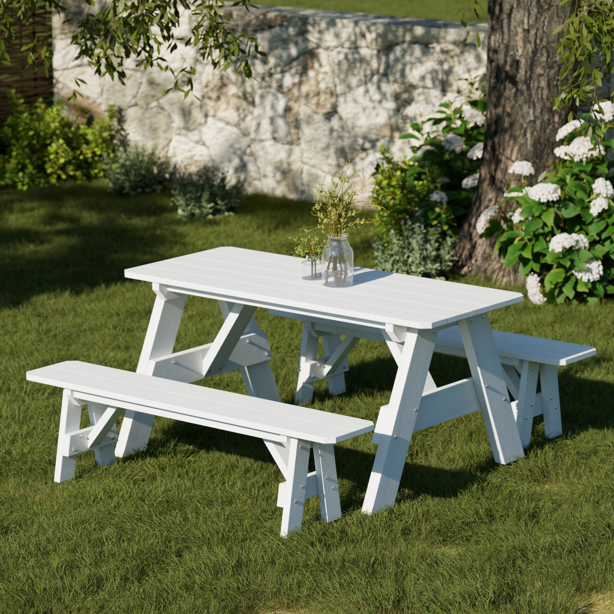 Heritage 72-Inch Outdoor Picnic Table with Detachable Benches - Perfect for Backyard BBQs, Camping & Family Gatherings
