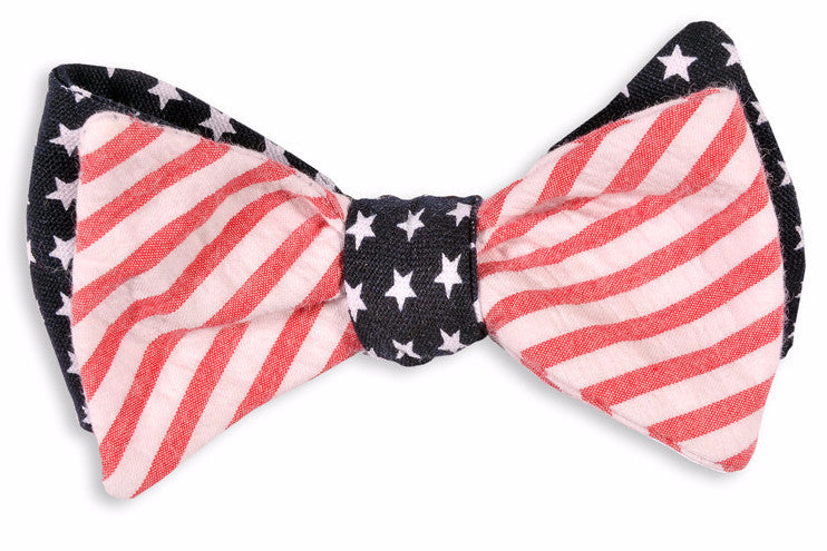 Stars & Stripes Reversible Bow Tie for Men - Patriotic American Flag Necktie for Weddings, Parties & Formal Events