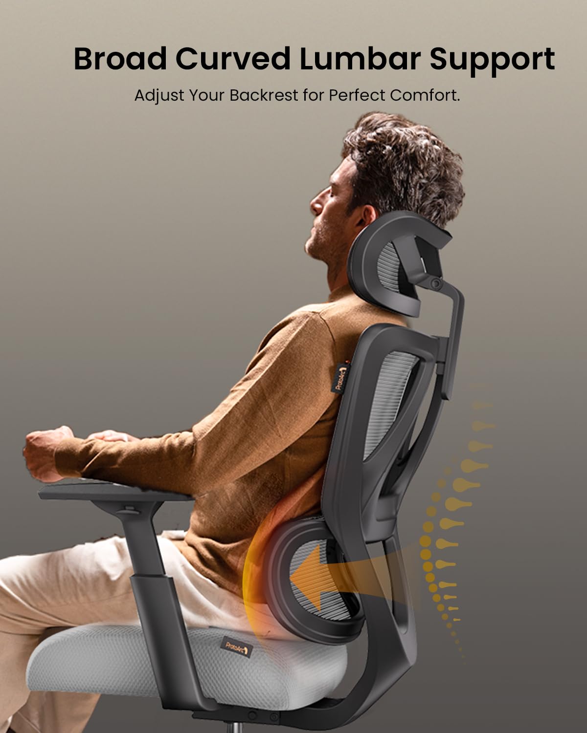 ProtoArc EC100 Ergonomic Office Chair - Big and Tall Mesh Computer Desk Chair with 30% Thicker Saddle Cushion, Adjustable Lumbar Support & Headrest - Home & Office Task Chair (Gray) - Perfect for Long Work Hours, Gaming & Remote Workspaces