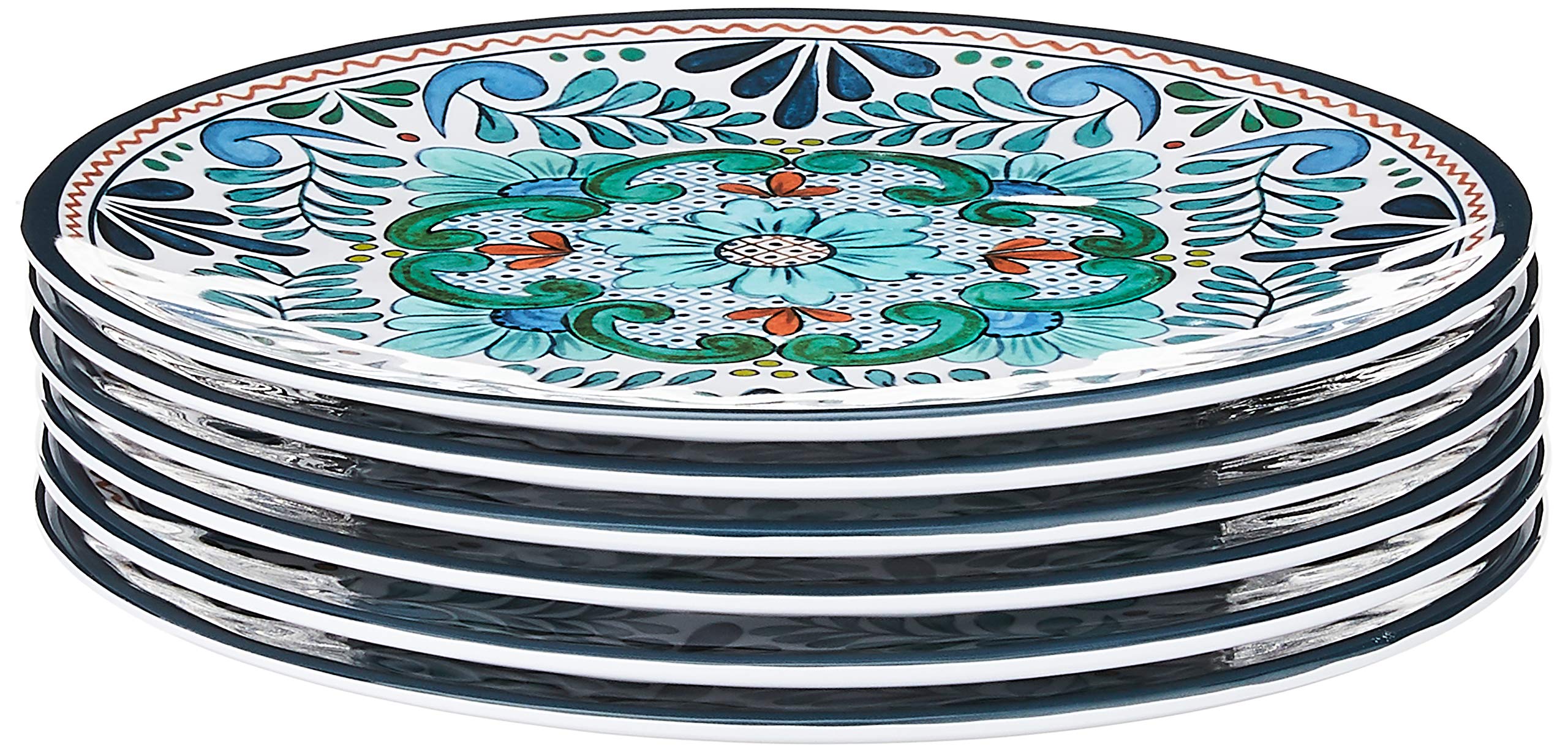 Certified International Talavera 9-Inch Salad and Dessert Plates, Set of 6 - Colorful Mexican Style Ceramic Dinnerware for Parties, Restaurants, and Home Dining