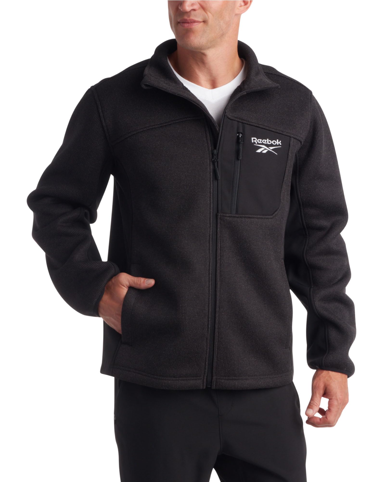 Reebok Men's Lightweight Fleece Jacket - Full Zip Performance Hoodie for Running, Hiking & Outdoor Activities (Sizes M-XXL) - Warm Athletic Outerwear for Gym & Casual Wear