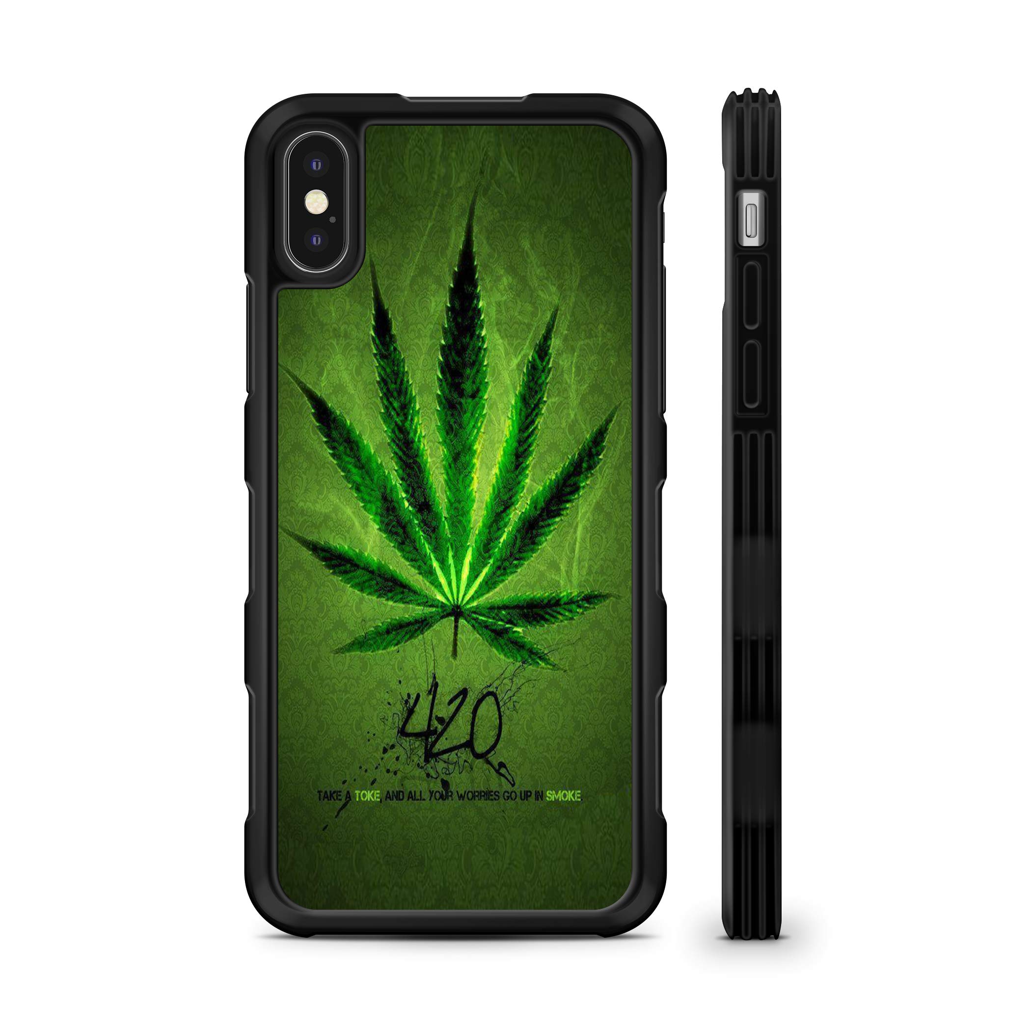 iPhone XR 420 Weed Leaf Hyper Shock Protective Rubber TPU Case - Durable Anti-Slip Cover for iPhone XR (6.1 Inch) - Perfect for Outdoor Activities, Music Festivals & 420 Celebrations