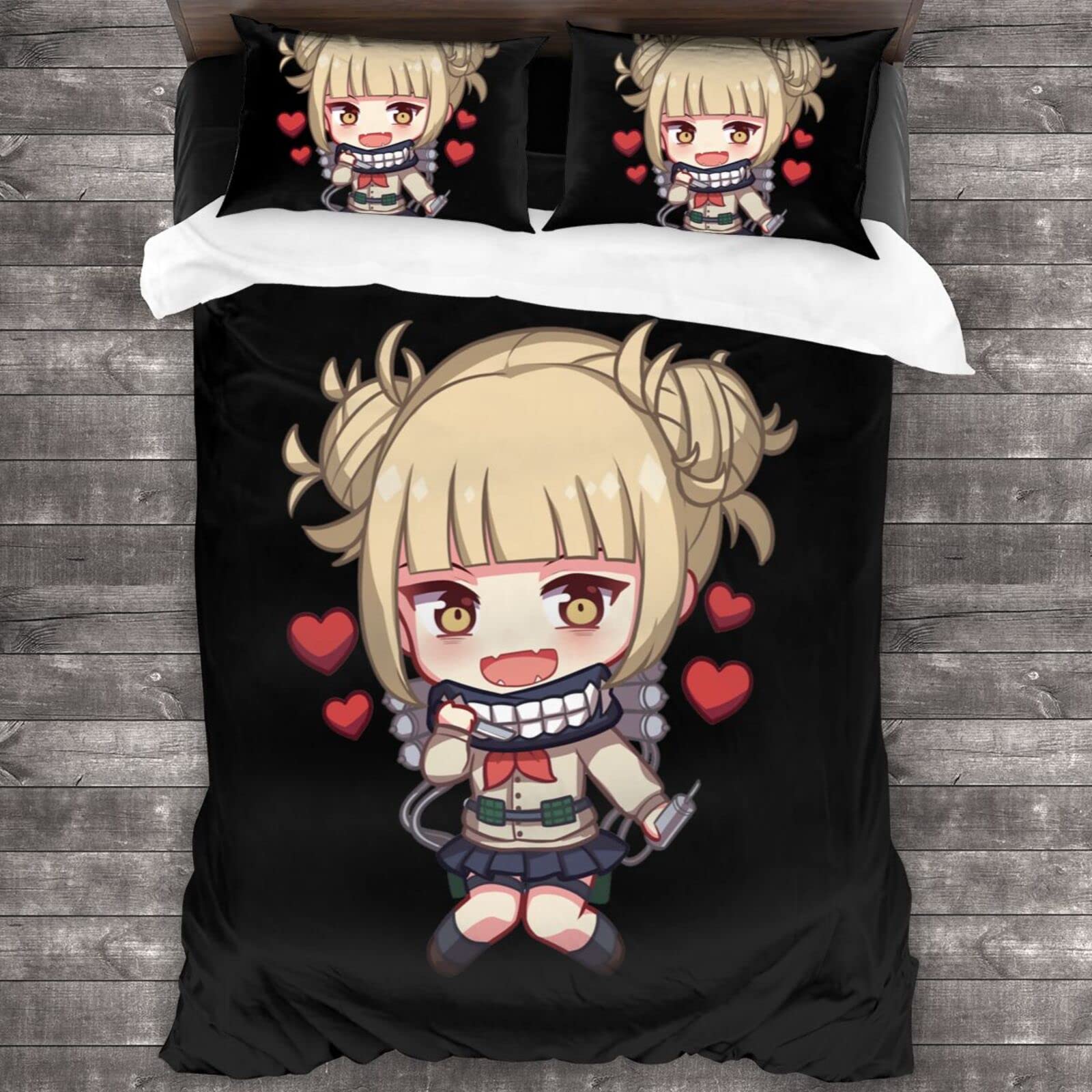 My Hero Academia Himiko Toga 3-Piece Anime Duvet Cover Set - Lightweight Breathable Twin Bedding (86x70 Inches) for Kids & Boys - Perfect for Anime Themed Bedrooms, Sleepovers, and Cosplay Enthusiasts