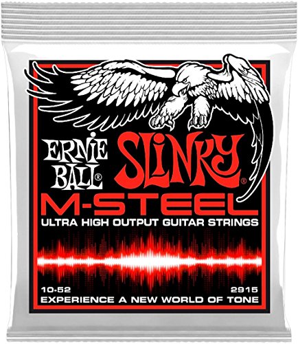 Ernie Ball Skinny Top Heavy Bottom Slinky M-Steel Electric Guitar Strings 10-52 Gauge (P02915) - Perfect for Rock, Metal & Drop Tuning Performances