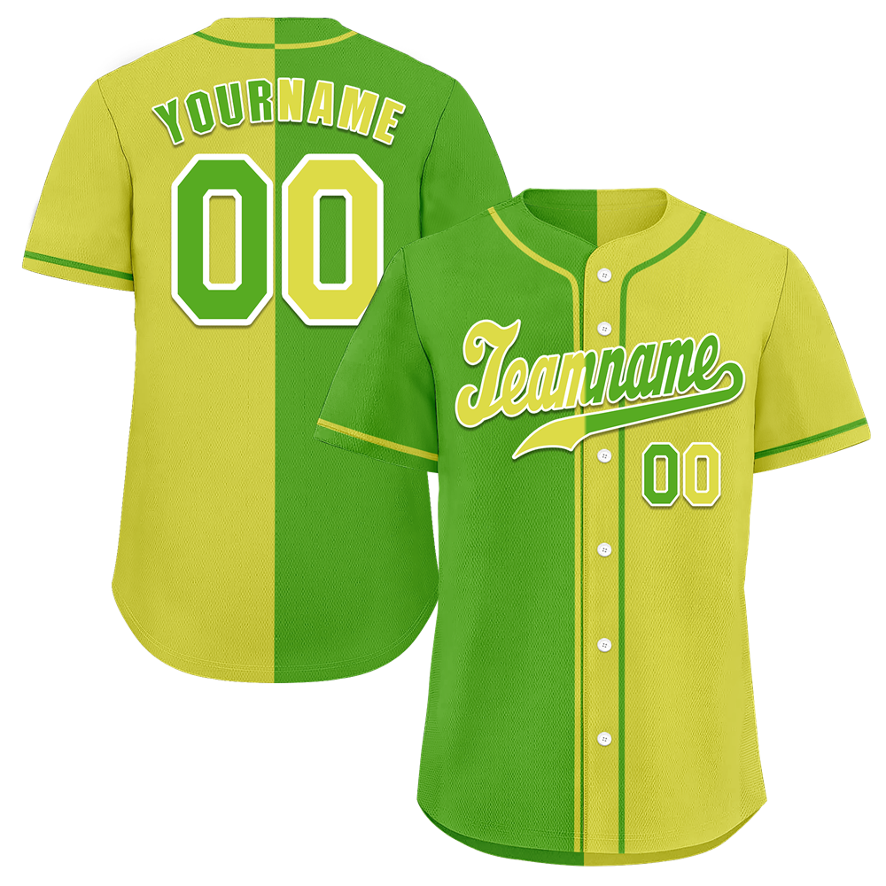 Custom Green Yellow Gradient Fashion Baseball Jersey for Men & Women - Authentic Sports Apparel for Baseball Games, Casual Wear & Fan Outfits