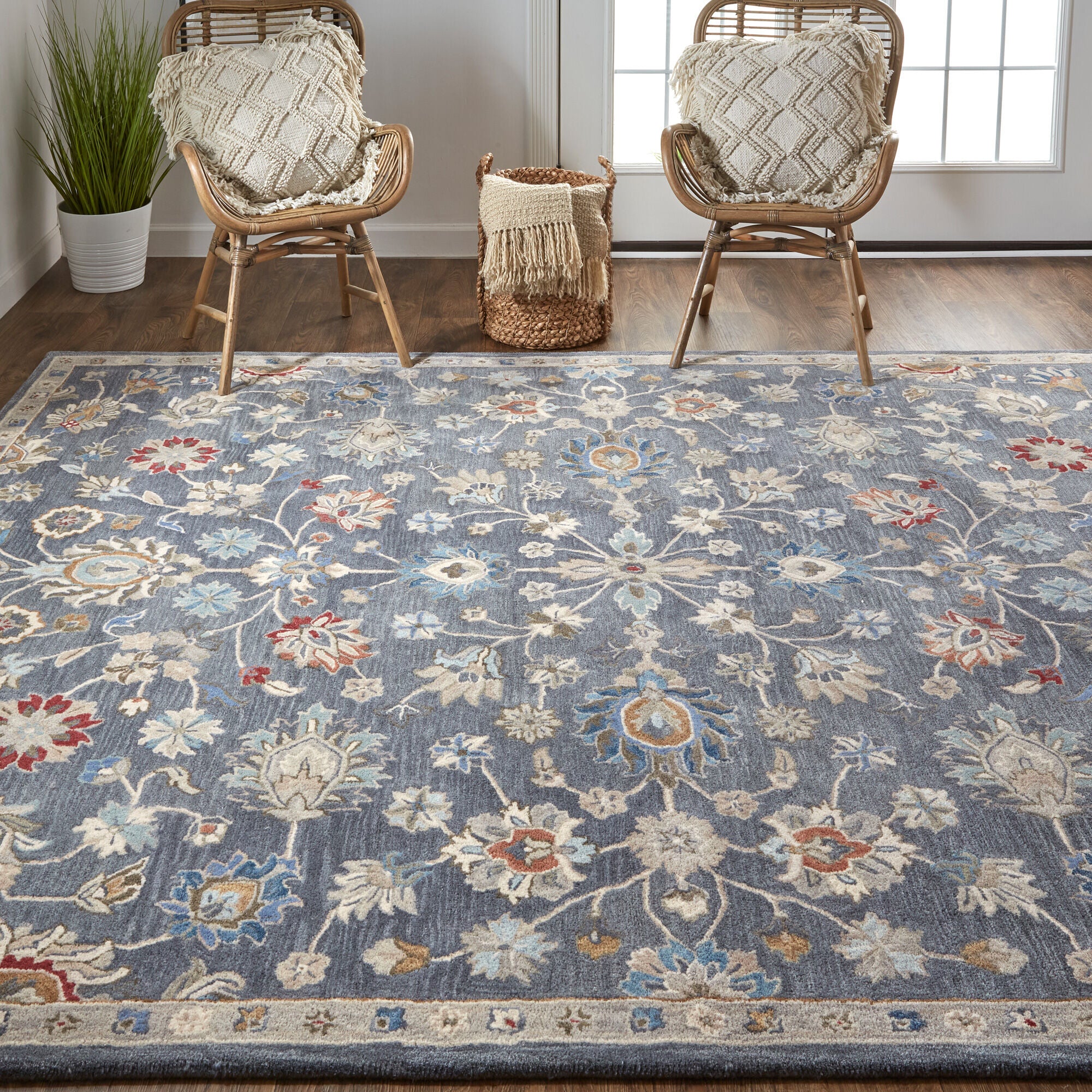 Stylish Rylan Blue Area Rug - Soft & Durable for Living Room, Bedroom, or Office Decor