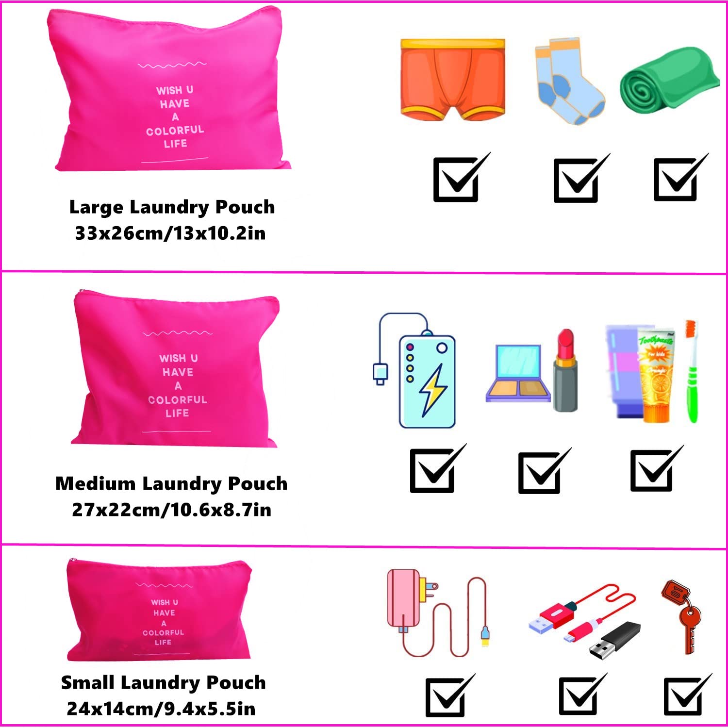 6-Piece Packing Cubes Set - Travel Laundry Storage Bags & Luggage Organizers, Compression Packing Cubes for Suitcases, Backpacks & Travel Accessories (Hot Pink) - Perfect for Business Trips, Vacations & Weekend Getaways