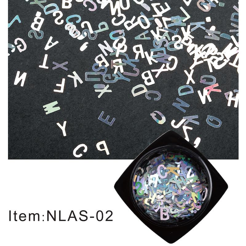 Nail Art Letters Laser Alphabet Sequins - DIY Nail Decoration for Manicure, Party, Wedding & Special Events