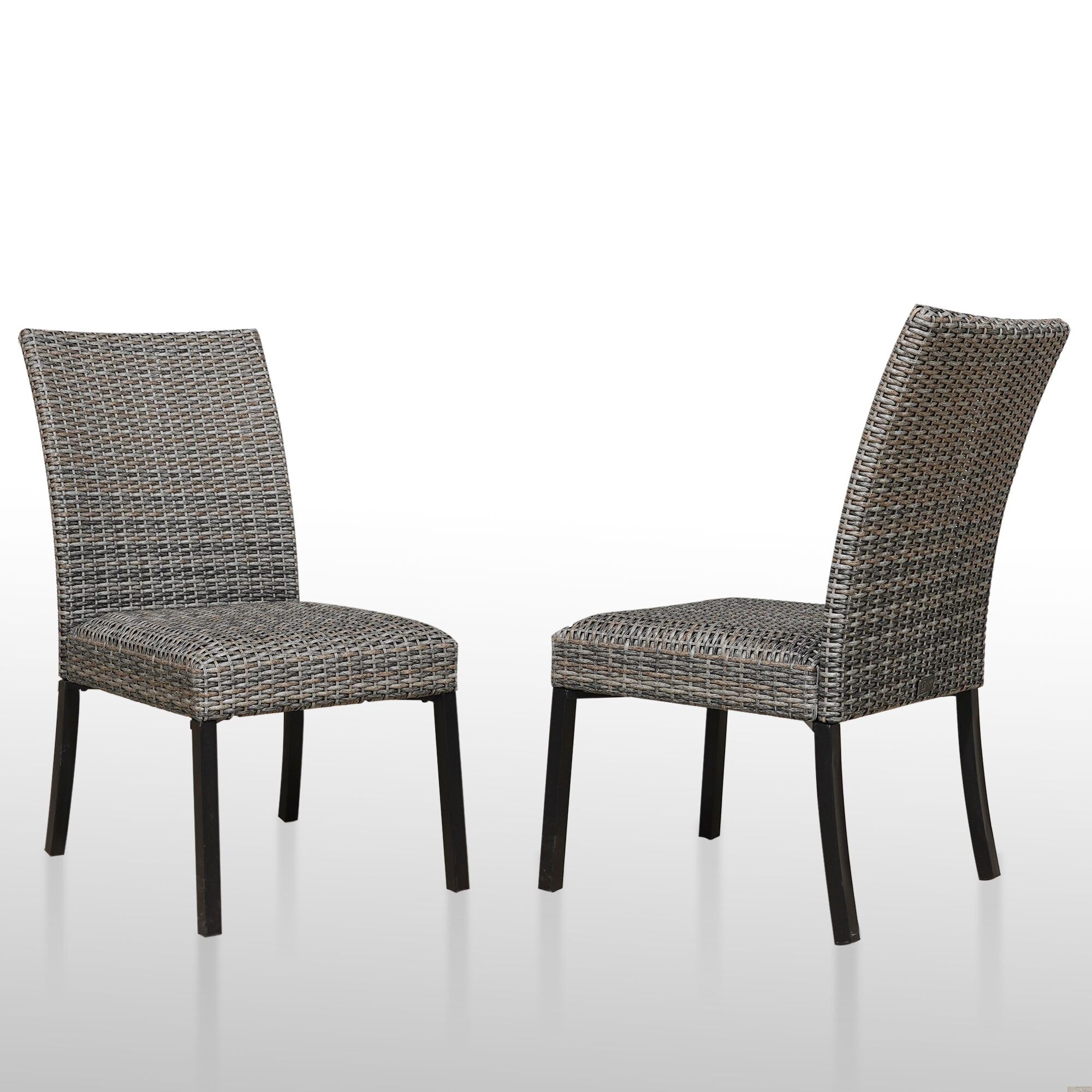 Premium Rattan Wicker Dining Chairs Set of 2 - Indoor/Outdoor Patio Furniture with Woven Padded Seats - Perfect for Garden, Balcony, Dining Room & Backyard Relaxation