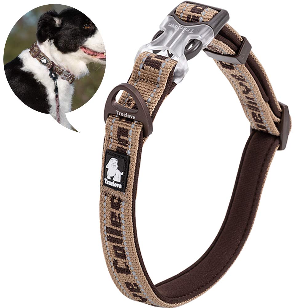 La La Pet® Reflective Adjustable Lightweight Dog Collar - Breathable Soft Padded Puppy Training Collar with Buckle & D-Ring - Nylon Straps for Outdoor Walking, Running & Training (Brown, Small) - Perfect for Nighttime Safety and Daily Pet Adventures
