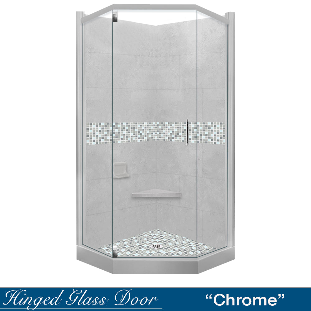 Neo Angle Portland Sistine Stone & Del Mar Mosaic DIY Shower Remodel Kit - Waterproof Tile Accent for Bathroom Renovation, Perfect for Modern Shower Walls and Floors