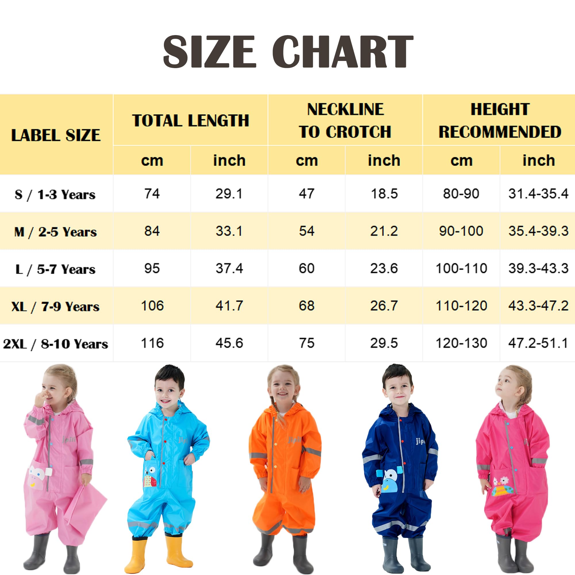 Waterproof Kids Rain Suit with Hood - Cute Monkey Print One-Piece Raincoat for Boys & Girls Ages 5-7 (Size L) - Perfect for Outdoor Play, School & Rainy Day Adventures