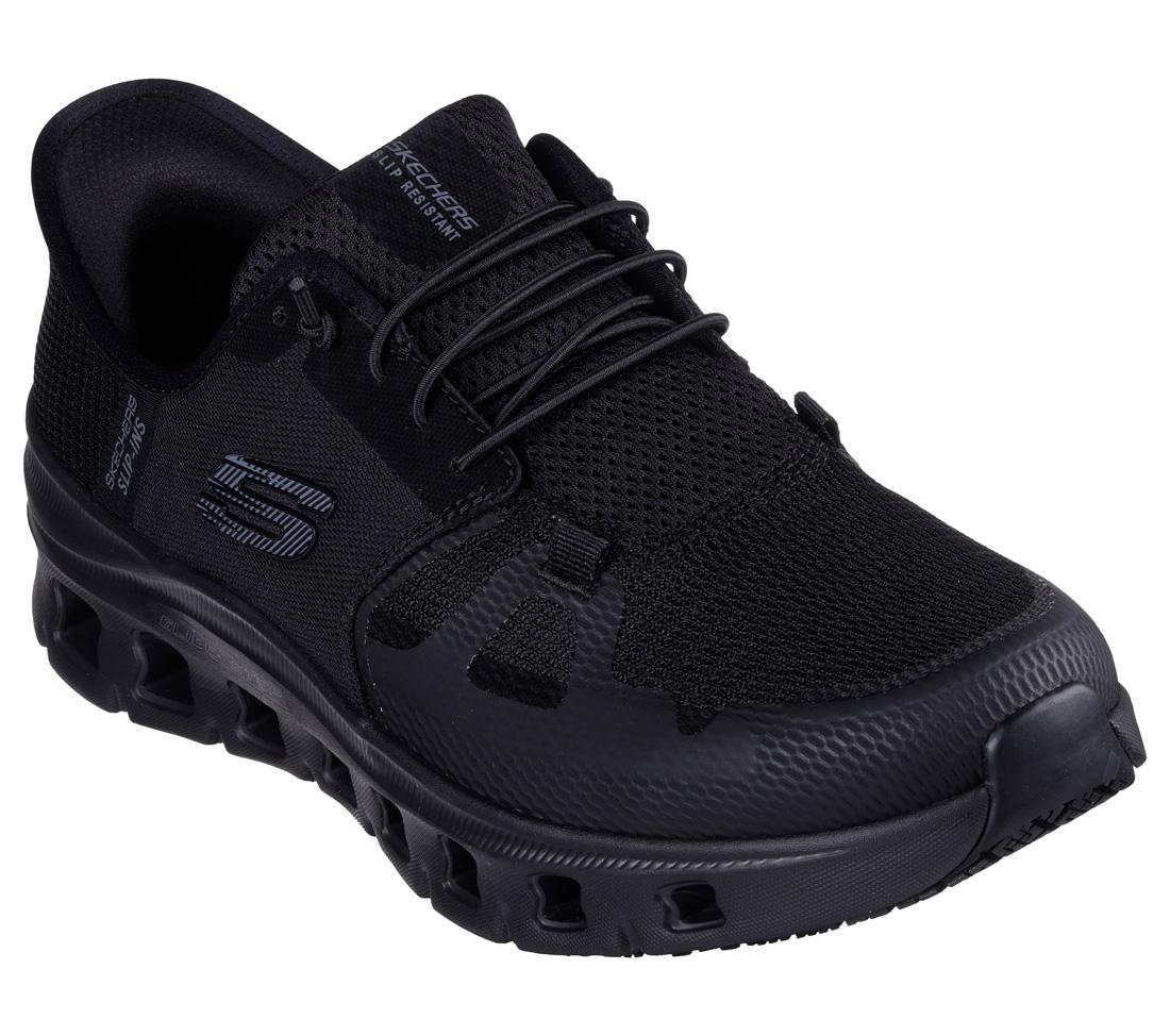 Slip Resistant Work Shoes for Men - Glide Step Pro Sr Non-Slip Black Safety Shoes for Restaurant, Kitchen & Hospital Workers - Comfortable Anti-Skid Professional Shoes