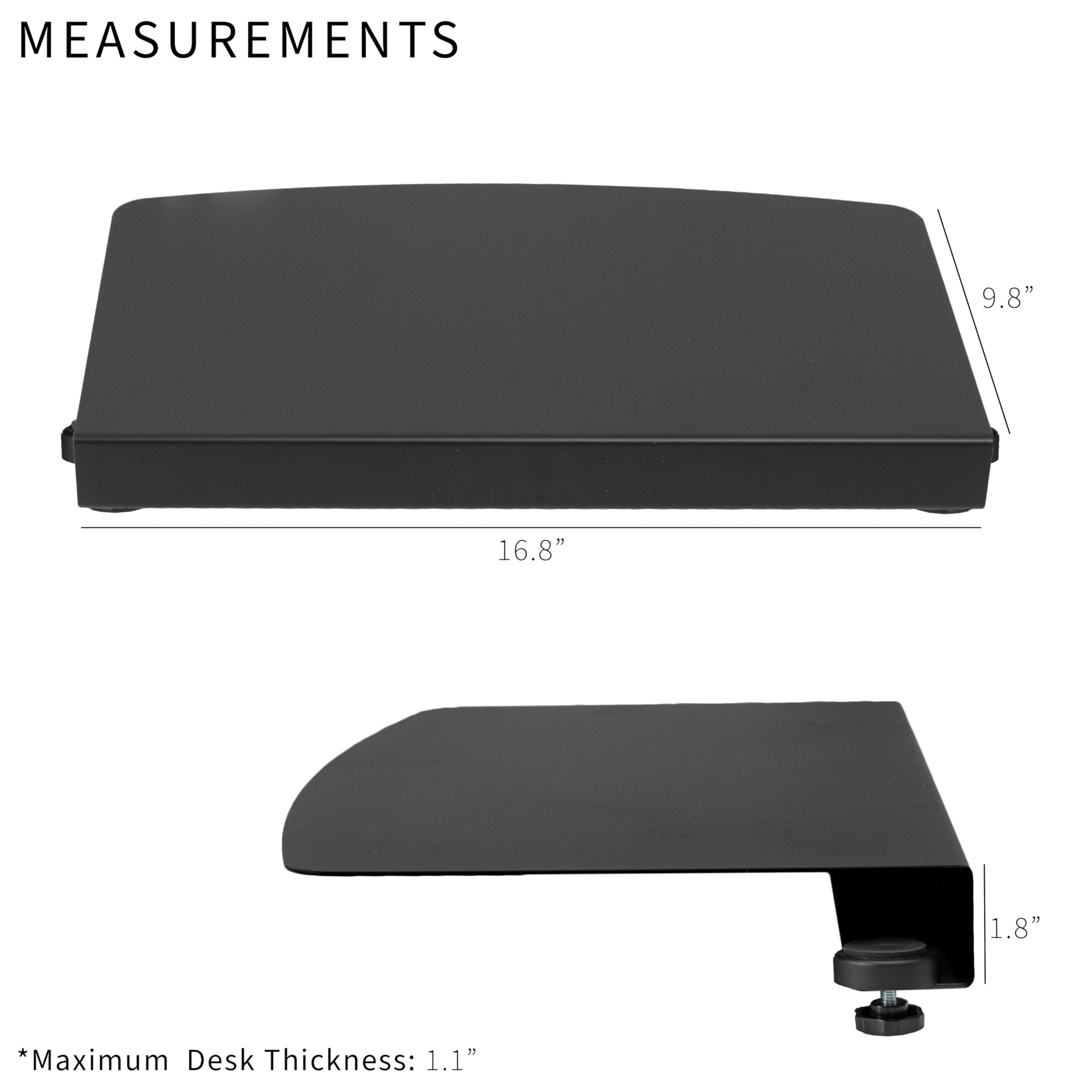 VIVO Clamp-on 17 inch Corner Desk Connector Sleeve Plate - Black L-Shaped Desk Platform Extender Attachment (DESK-AC07C) for Home Office, Gaming & Workspace Setup