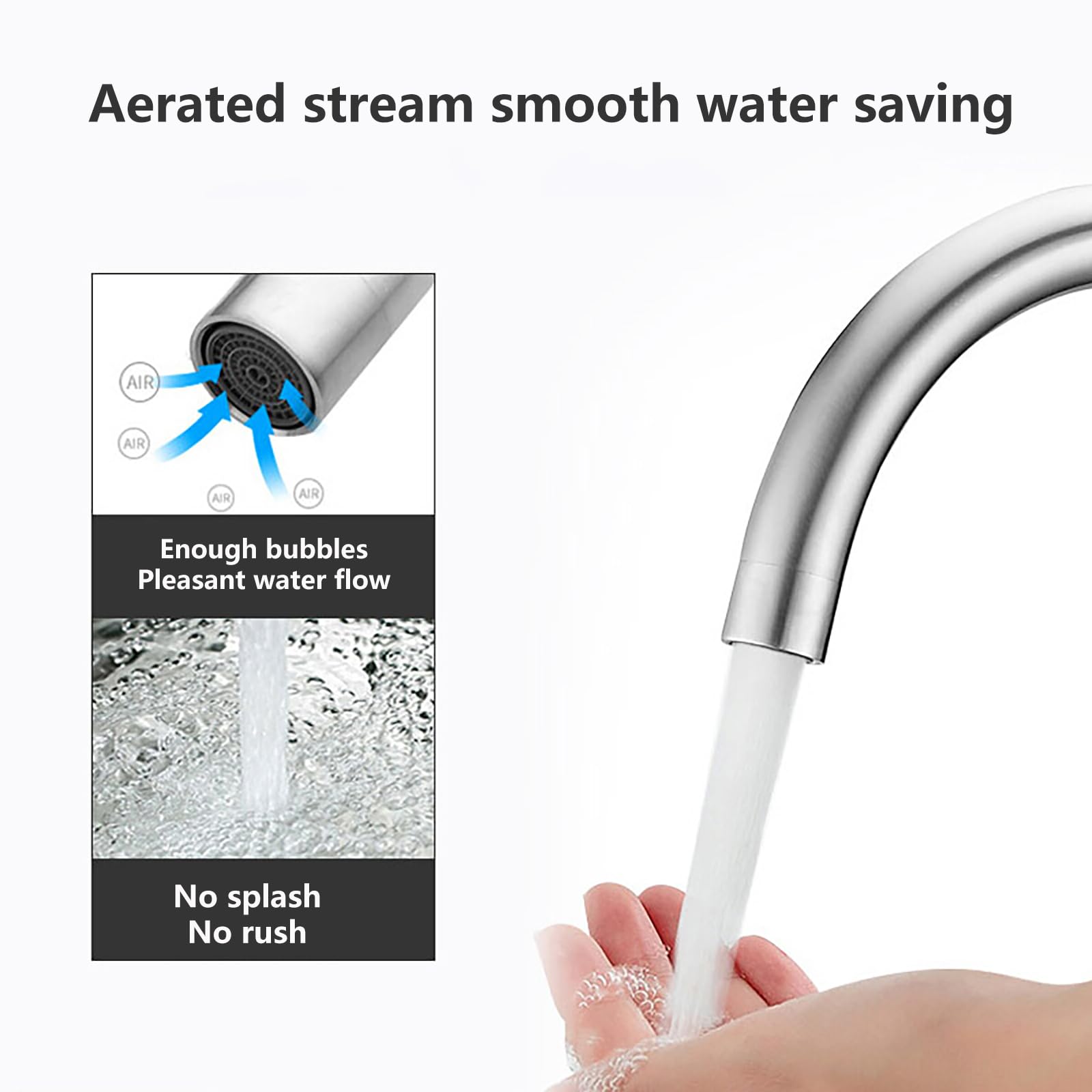 Brushed Nickel Single Handle Kitchen Sink Faucet with Hot and Cold Water Hoses, Commercial Grade Single Hole Mixer for Bar and Prep Sinks, Ideal for Home and Restaurant Kitchens
