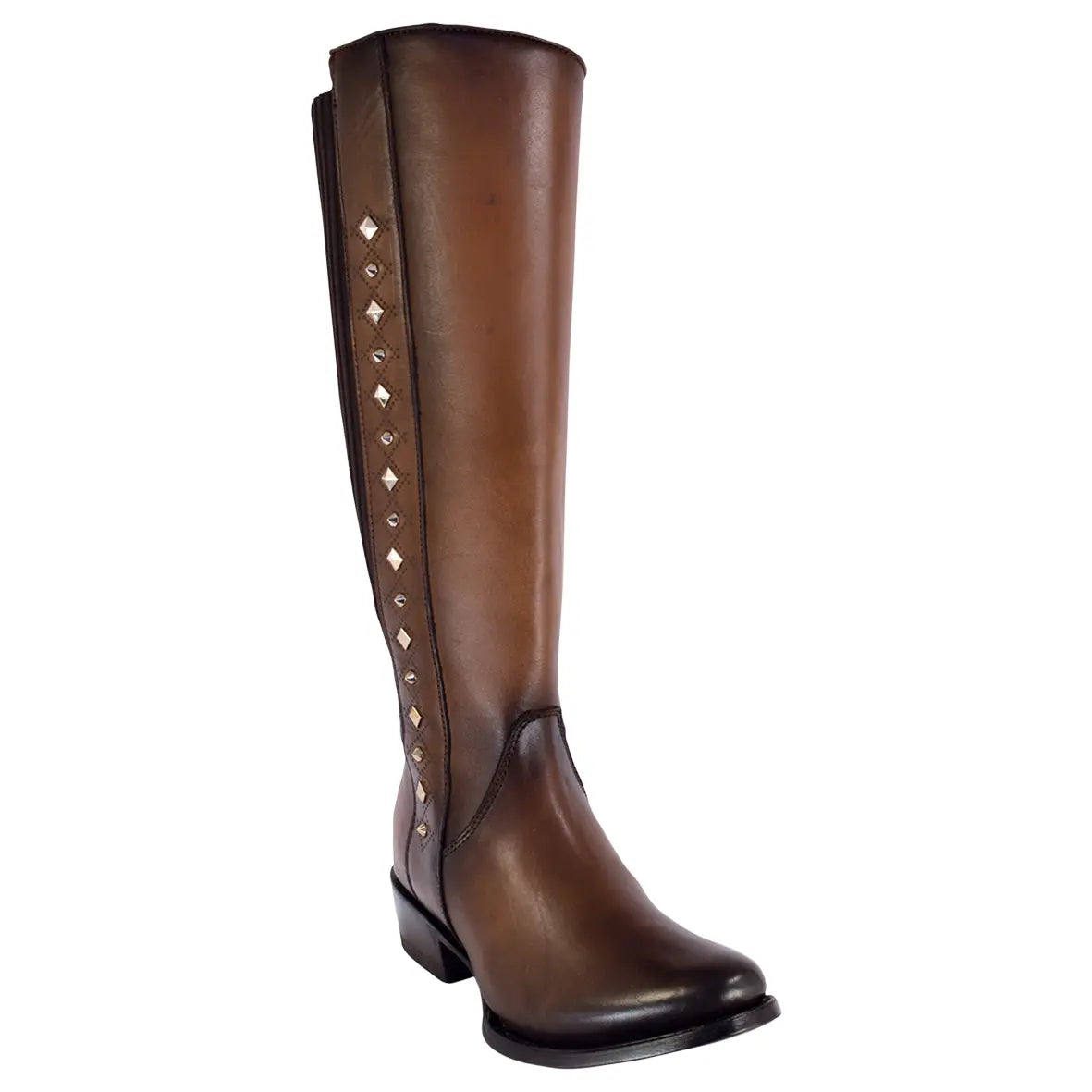1X4FRS Women's Fashion Leather Studded Tall Boots - Casual Maple Cuadra Boots for Everyday Wear & Outfits