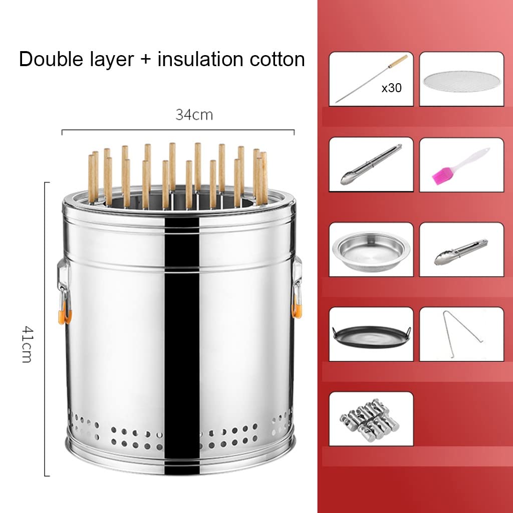 Smokeless Portable Grill with Non-Stick Surface - Indoor/Outdoor BBQ Grill for Meat, Vegetables & Skewers | Perfect for Camping, Picnics & Backyard Parties