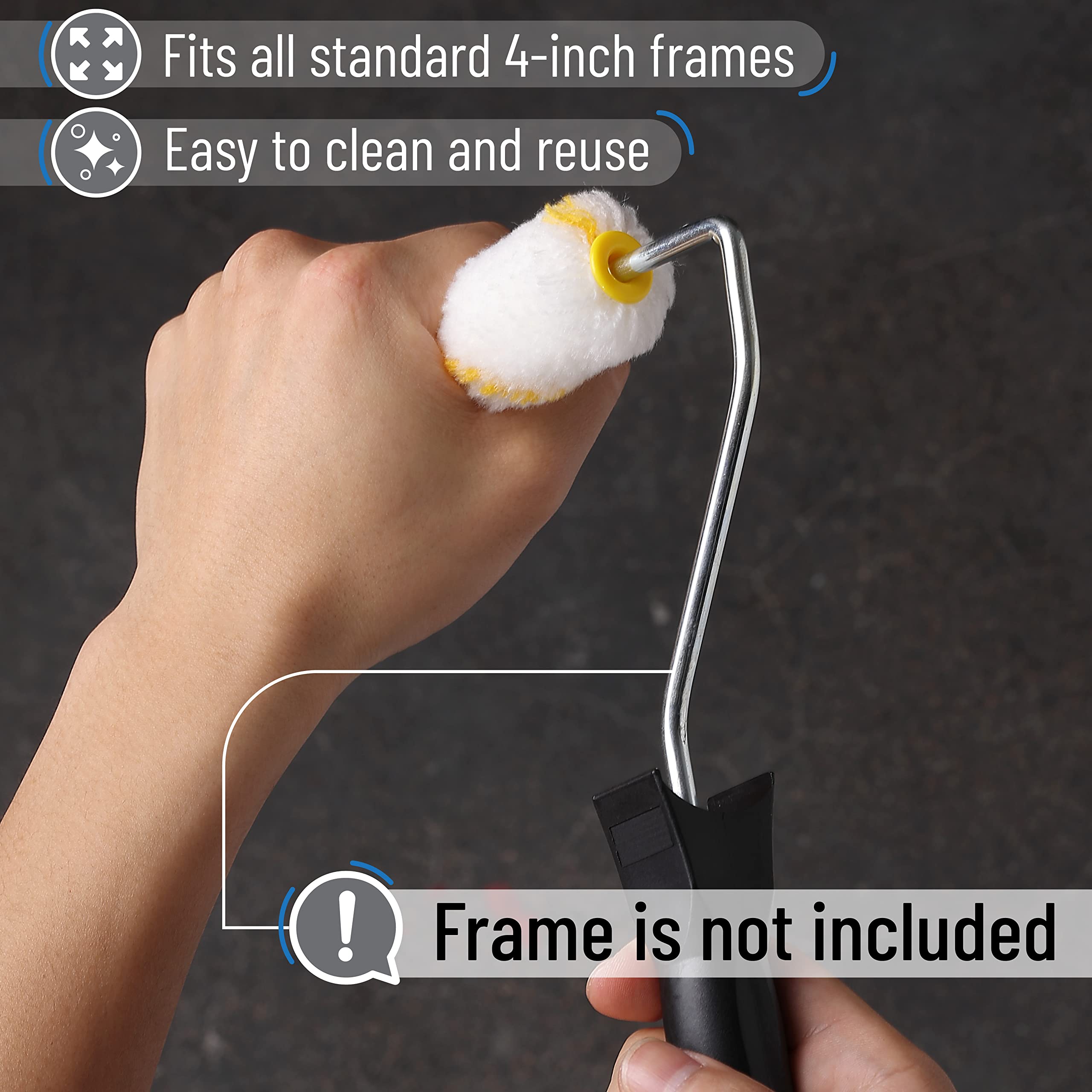 Bates 4-Inch Paint Roller Covers - 6 Pack High Density Foam Rollers for Smooth Painting - Perfect for Walls, Ceilings, Furniture & DIY Home Projects