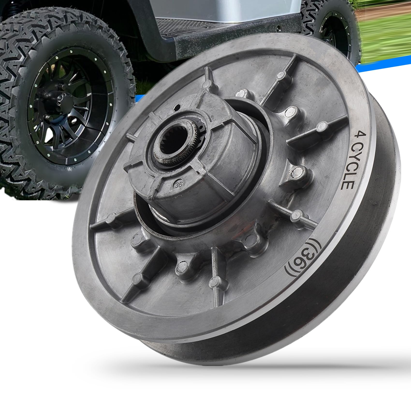 36-Tooth Rear Driven Clutch Replacement for EZGO Golf Cart 4-Cycle 1991 & Newer Models - Compatible with 26301-G01 & 26301-G02 - Perfect for Golf Course Maintenance, Resort Transport & Neighborhood Utility Vehicles