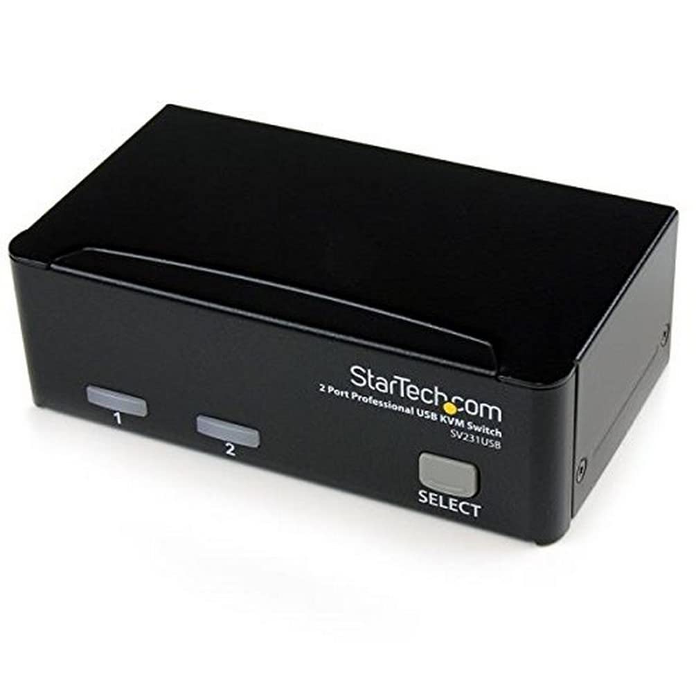 StarTech 2-Port USB KVM Switch Kit with Cables (SV231USBGB) - Dual Monitor Control for Home & Office Computers | Seamless Keyboard, Video, Mouse Switching Between 2 PCs