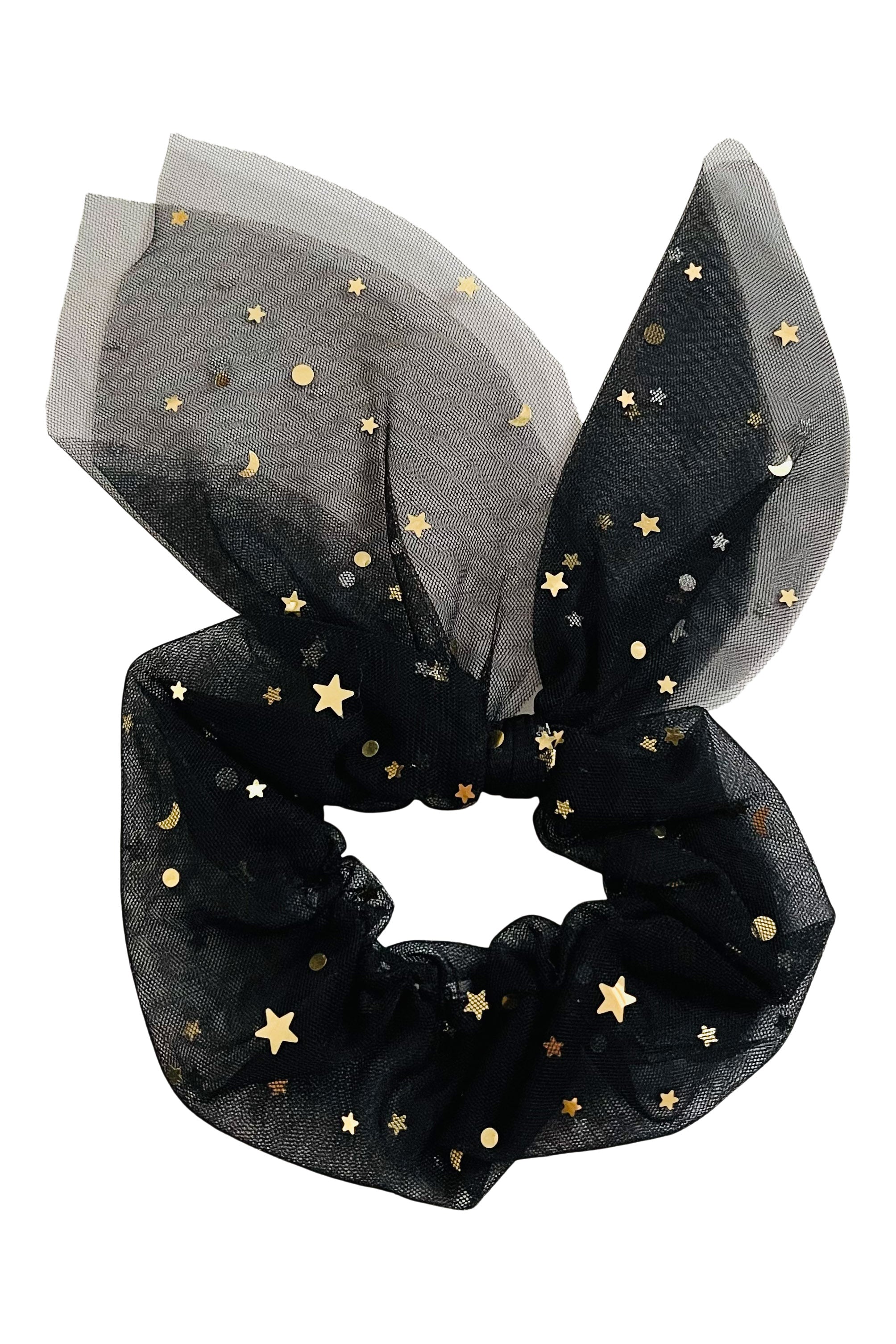 Celestial Tulle Bow Scrunchie Hair Tie - Elegant Hair Accessories for Women & Girls - Perfect for Parties, Weddings, and Everyday Wear