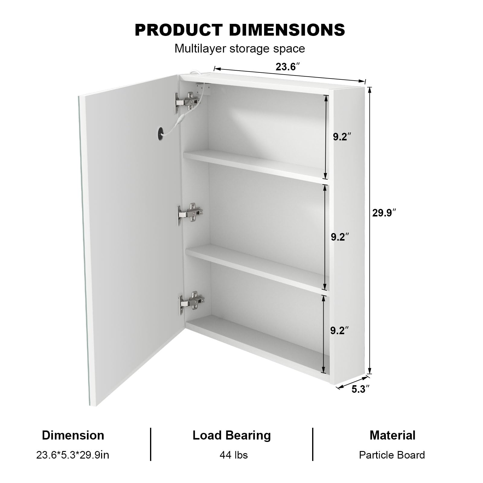 3-Color LED Mirror Medicine Cabinet with Defogging - 24x30 Inch Wall Mounted Bathroom Storage Cabinet with Adjustable Lighting - Perfect for Makeup, Shaving & Medicine Organization in Modern Homes