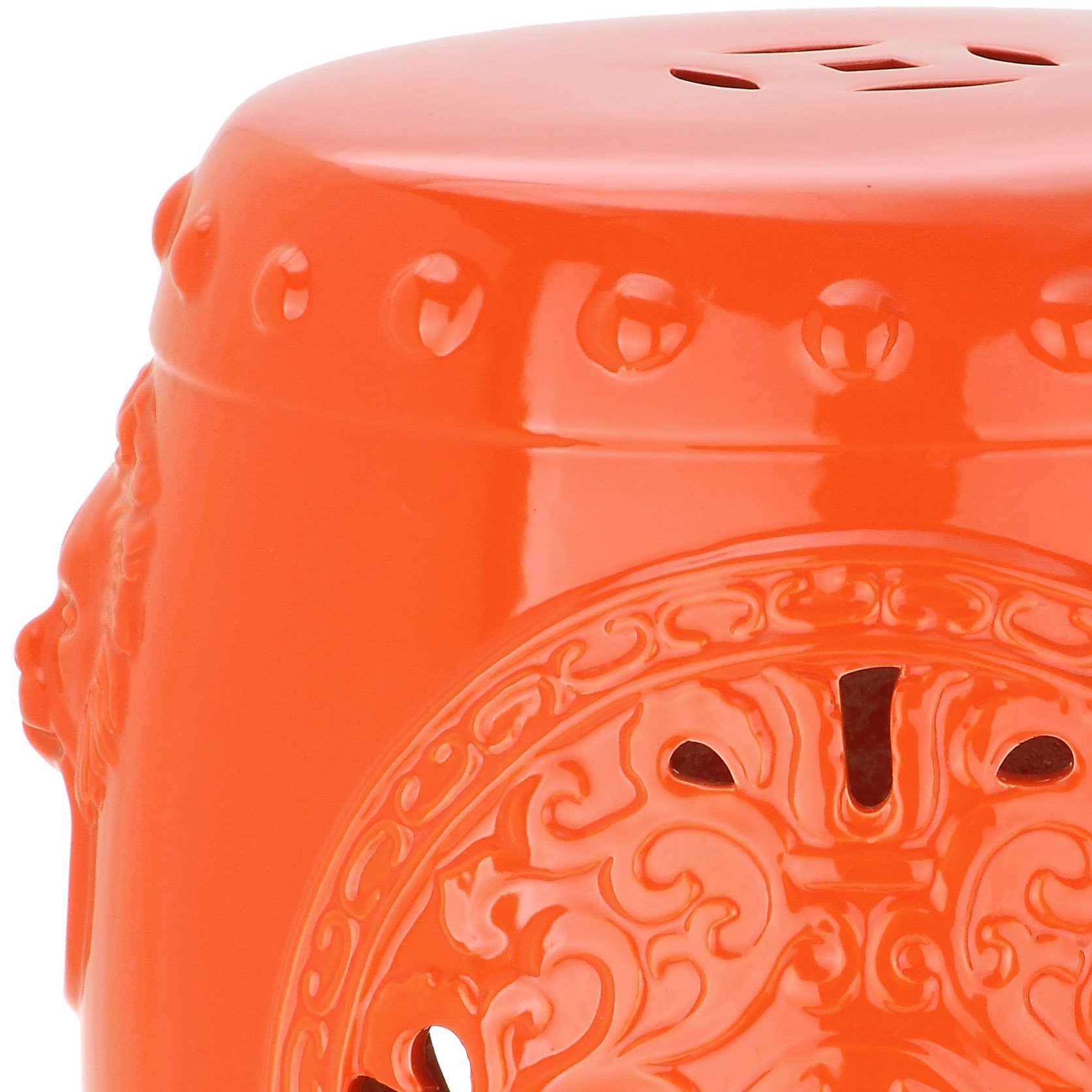 SAFAVIEH ACS4533D Dragon Coin Ceramic Decorative Garden Stool - Orange Outdoor Patio Furniture for Garden, Poolside & Balcony Decor