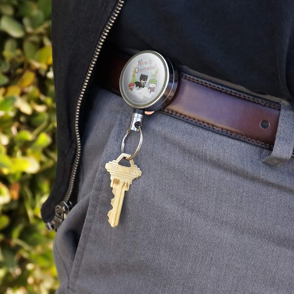 Batman Joker Heavy Duty Metal Retractable ID Badge Holder with Belt Clip - Key Card Tag Reel for Security, Office & Convention Access