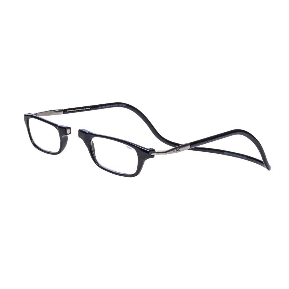 Original CliC Magnetic Reading Glasses with Long Temples & Replaceable Lenses - 1.25X Magnification Computer Readers for Office Work & Reading (Black) - Perfect for Desk Work, Screen Time & Book Lovers