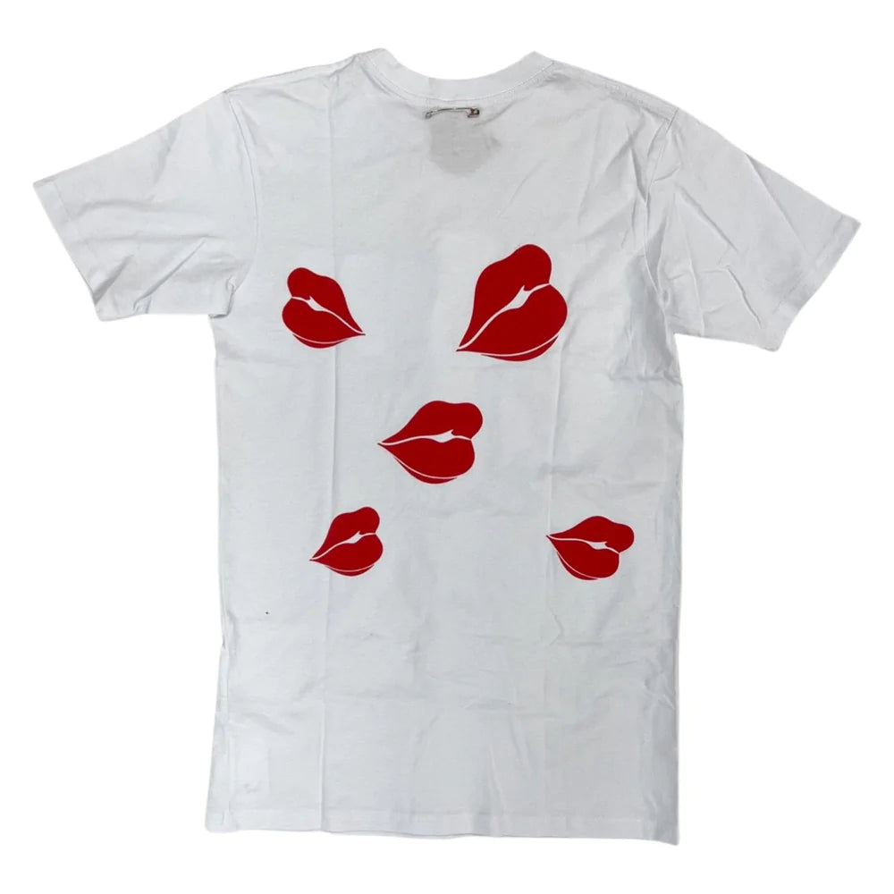 LA ROPA LIFE Gradient Lips White T-Shirt - Stylish Casual Wear for Women, Perfect for Everyday Outfits, Streetwear & Summer Fashion
