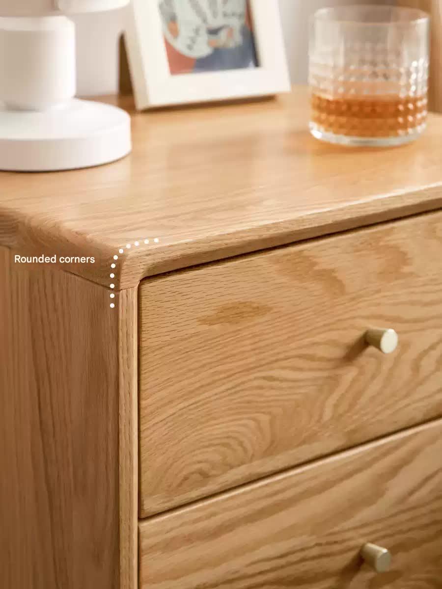 Solid Oak Wood Nightstand - Sturdy Bedside Table with Drawer for Bedroom, Living Room, or Office - Perfect for Storage & Decor